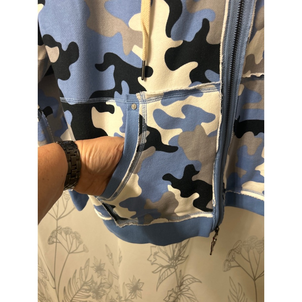 THUMB UNITED camo  Zip Up Hoodie Women Blue Gray Black White Casual Comfort Sz2x - Picture 8 of 12